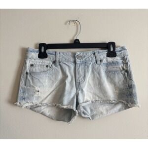 Bongo Jeans Micro Mini Shorts Size 6 Small Light Wash Denim 2010s Twee Pockets